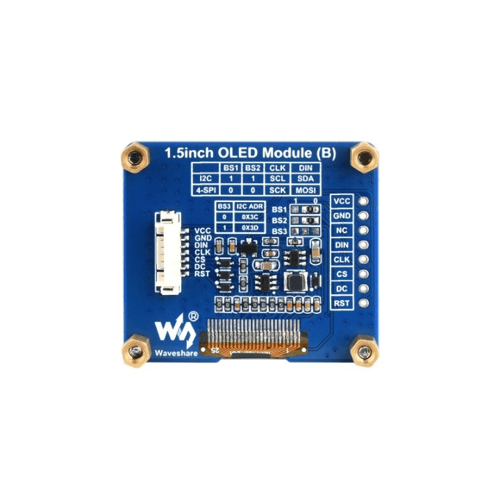 waveshare 1.5inch RGB OLED Display Module for Raspberry Pi/Jetson  Nano/Arduino/STM32, 128x128 Pixels,16-bit High Color (65K Colors) SPI  Interface