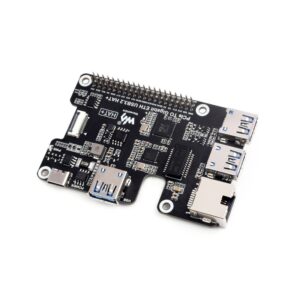 PCIe na Gigabit Ethernet / USB 3.2 Gen1 HAT za Raspberry Pi 5, 3x USB, 1x Gb Eth, Plug & Play, HAT+