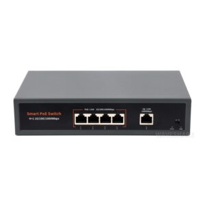 120W Gigabitni  PoE Switch, 4x PoE+, do 30W po portu, 802.3af/at, Fanless, Network Switch PoE