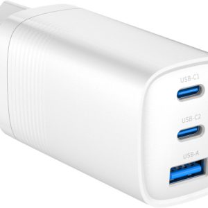 Brzi punjač 3-port 65W GaN USB PowerDelivery fast charger, white
