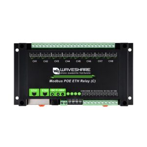 Dual Eth 8-ch Rele modul (C), Modbus RTU, PoE, izolovan, sa zaštitam, Rail-Mount