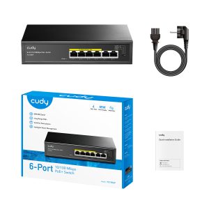 6-Port 10/100M PoE+ Switch Cudy FS1006P, 60W internal max 32W/PoE, UPLINK, 250m