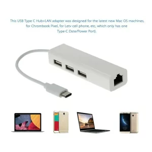 Tip-C HUB 4 u 1 RJ45 100M LAN + 2xUSB 2.0 + 1xUSB 3.0
