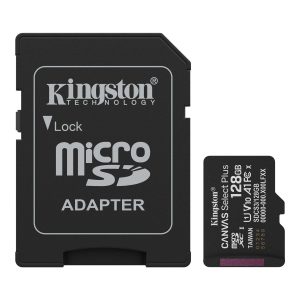 Micro SD Card 128GB Kingston + SD adapter SDCS3/128GB class 10 UHS-I U1 V10 A1, Read up to 150MB/s