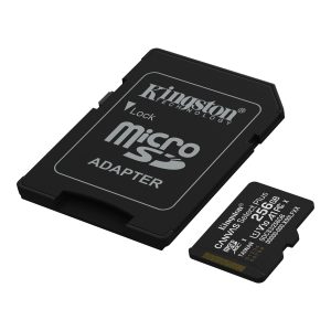 Micro SD Card 256GB Kingston + SD adapter SDCS3/256GB class 10 UHS-I U1 V10 A1, Read up to 150MB/s