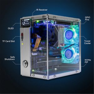 Pironman 5 NVMe M.2 SSD PCIe Mini PC Case