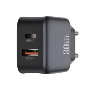 XO L156 GaN kućni punjač 30W – USB-C + USB-A brzo punjenje (PD & QC)